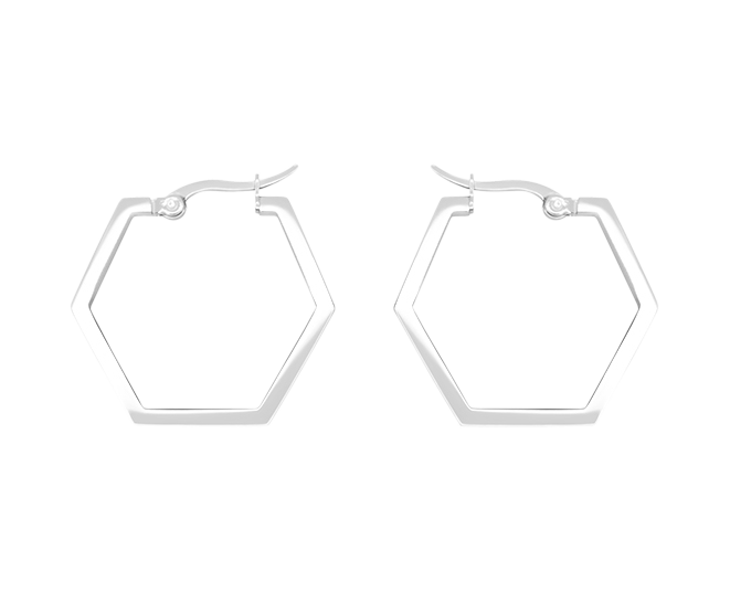 Simplicity Hexagon Earrings Silver