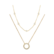 Clover & Circle Necklaces Gold Set